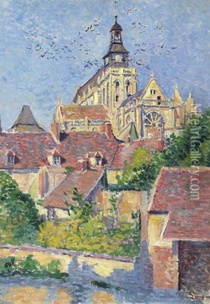 La Cathedrale De Gisors Vue Du Fosse Aux Tanneurs Oil Painting - Maximilien Luce