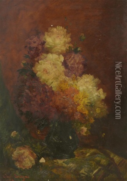 Bouquet De Fleurs Oil Painting - Theodore Levigne