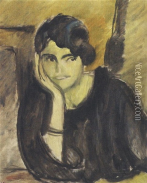 Portraet Af Ung Kvinde Oil Painting - Harald Giersing