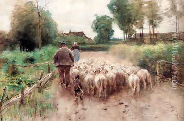 Bringing Home The Flock Oil Painting - Anton Mauve