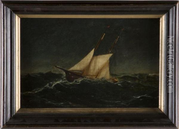Schooner In Heavy Seas Oil Painting - Josef Hahn