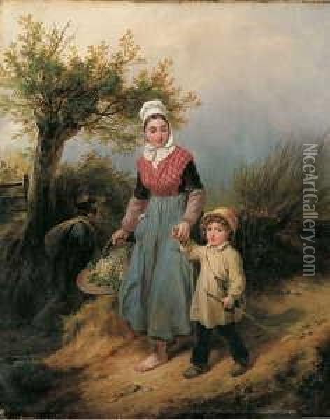 Mutter Mit Kind Oil Painting - Francois, Francisque Grenier De Saint Martin