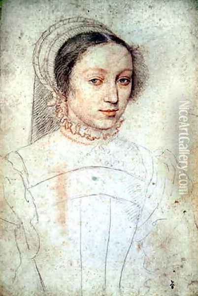 Portrait of an unknown Lady, c.1545 Oil Painting - (studio of) Clouet