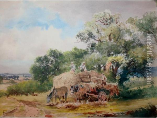 Loading The Haycart Oil Painting - Henry Charles Fox