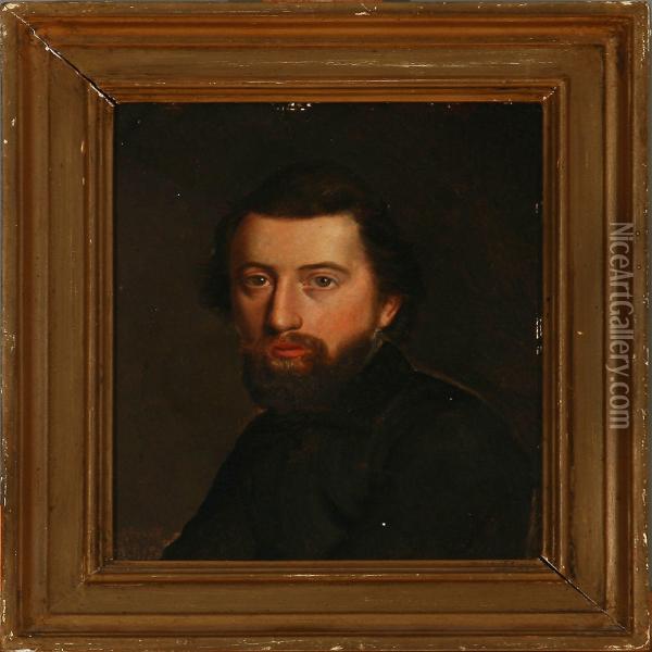 Portrait Of A Man With A Beard Oil Painting - Georg U.F. Fritz Jurgensen