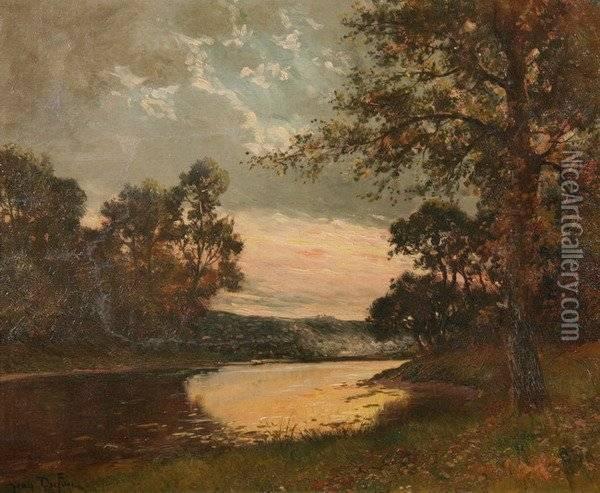 Evening Glow Oil Painting - Jean Jules Dufour