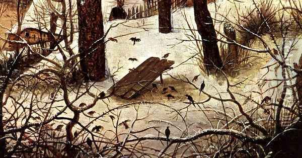 Winter Landscape with Skaters and a Bird Trap (detail) 1565 2 Oil Painting - Jan The Elder Brueghel