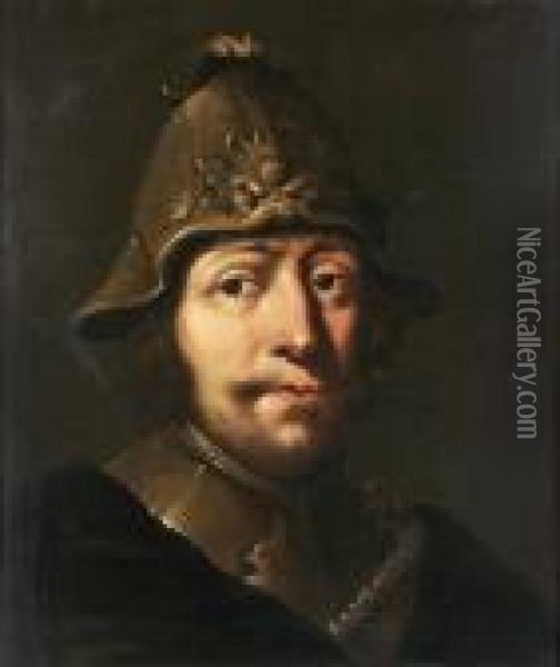 Portratt Av Man I Hjalm (trol Oil Painting - Pieter Jansz. Quast
