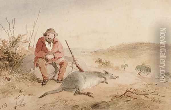 Kangaroo Hunt Oil Painting - Samuel Thomas Gill
