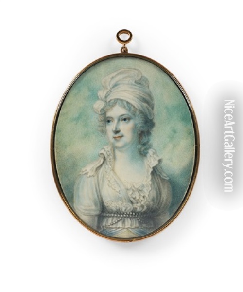 An English Portrait Miniature Of Maria Marowe, Lady Eardley Oil Painting - Richard Cosway