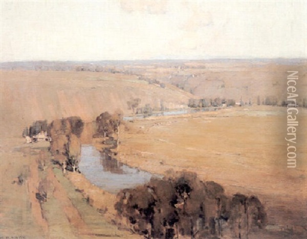 On The River Barwon, Geelong, Victoria Oil Painting - William Dunn Knox
