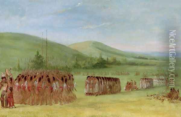 Ball-Play Dance Oil Painting - George Catlin