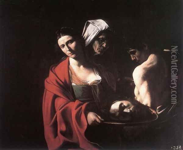 Salome with the Head of the Baptist c. 1609 Oil Painting - Caravaggio