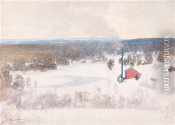 Winter View From Outokumpu Oil Painting - Pekka Halonen