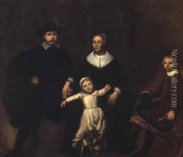 A Family Portrait Oil Painting - Dirck Dircksz van Santvoort