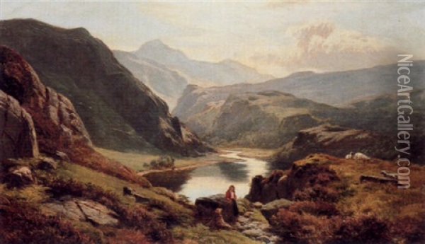 Llyn-e-dinas, North Wales Oil Painting - Sidney Richard Percy