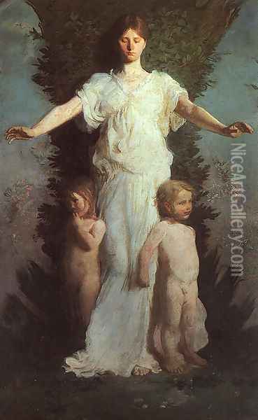 Caritas 1894-95 Oil Painting - Abbott Handerson Thayer