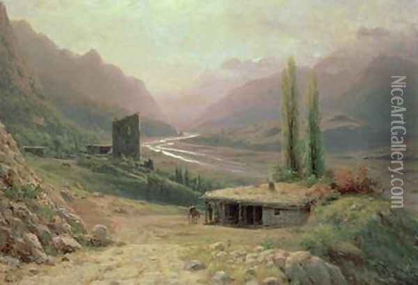 Caucasian Canyon Oil Painting - Lef Feliksovich Lagorio