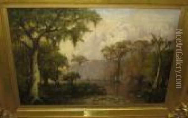 Swamp Scene Oil Painting - Joseph Rusling Meeker