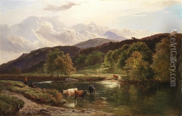 On The Llugwy Near Capel Curig Oil Painting - Sidney Richard Percy