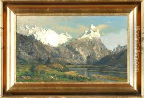 A Mountain Scenery Near Dusseldorf Oil Painting - Adelsteen Normann