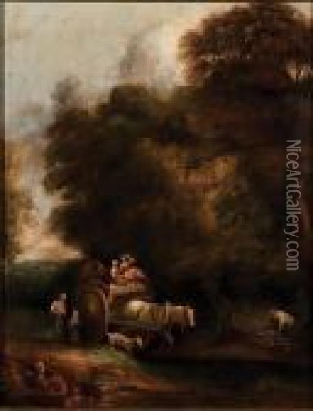 Crossing The Stream Oil Painting - John Constable