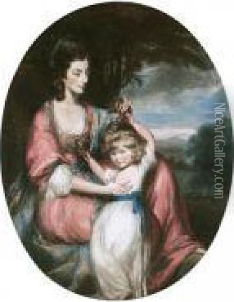 Portrait Of A Lady And Child Oil Painting - Daniel Gardner