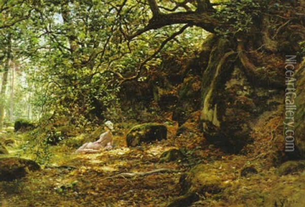 I Saroskogen Oil Painting - Berndt Adolf Lindholm