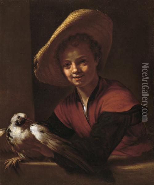 Fanciullo Con Colomba Oil Painting - Willem Drost