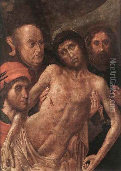 Deposition Diptych (Small Deposition, left wing) c. 1480 Oil Painting - Hugo Van Der Goes