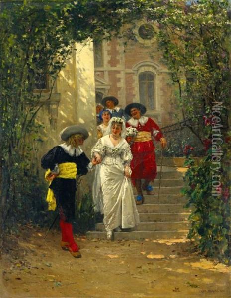 Das Brautgeleit Oil Painting - Adrien Moreau