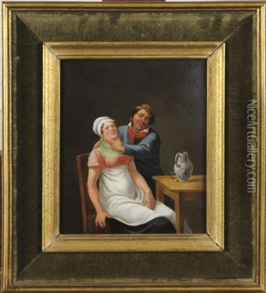 Couple Dans Un Interieur Oil Painting - Constantinus-Fidelio Coene