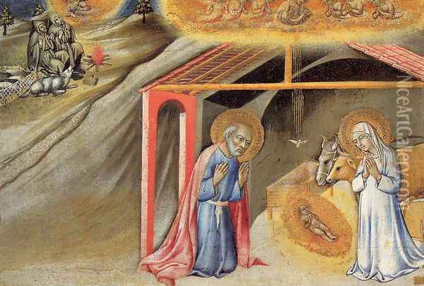 The Nativity and the Annunciation to the Shepherds 1450-55 Oil Painting - Sano Di Pietro