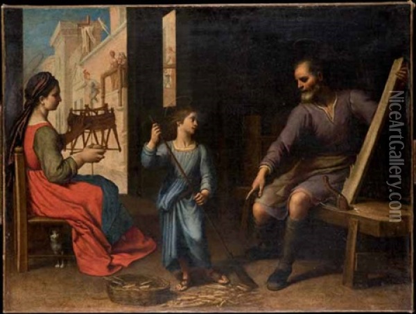 Sacra Famiglia Oil Painting - Domenico (il Passignano) Cresti
