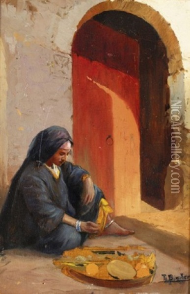 La Marchande De Fruits, Egypt Oil Painting - Tony Binder