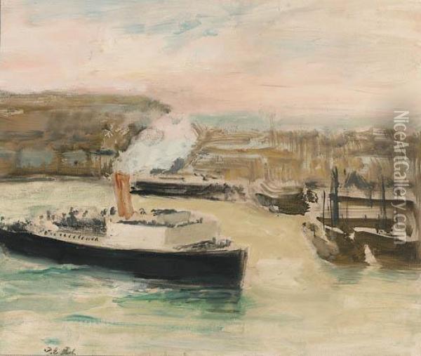Arrival Of The Pacquet Boat, Dieppe Oil Painting - Jacques-Emile Blanche
