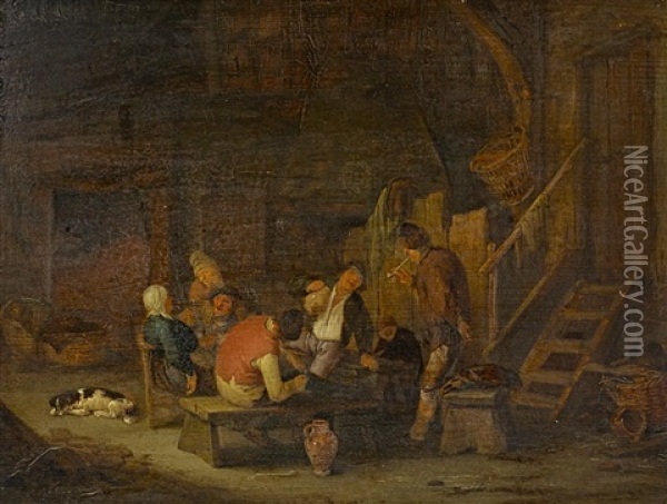 Interieur Mit Trinkenden Bauern Oil Painting - Adriaen Jansz van Ostade