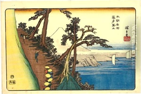 Satta Fuji Oil Painting - Utagawa or Ando Hiroshige