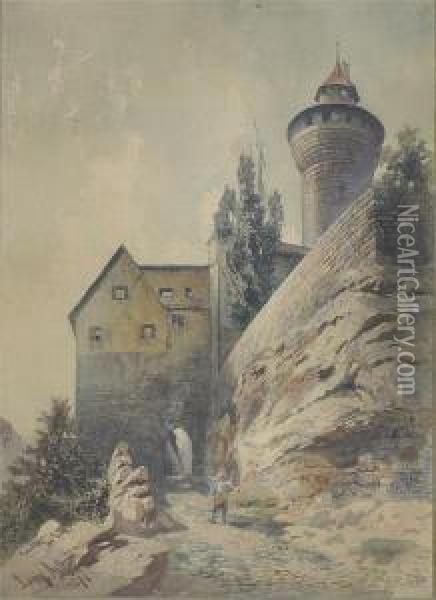 Blick Auf Die Kaiserburg In Nurnberg Oil Painting - Lorenz Ritter