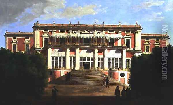 Exterior of the Palazzo Reale, Portici Oil Painting - Josef Rebell
