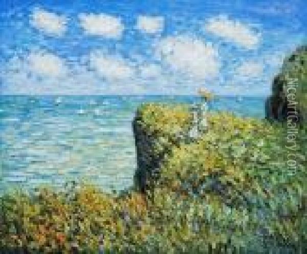 Cliff Walk At Pourville Oil Painting - Claude Oscar Monet
