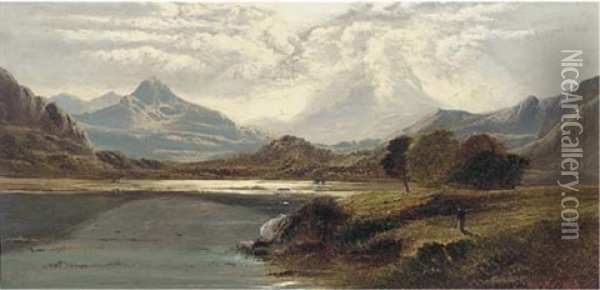 Cader Idris, North Wales (+ Moel Hebog, North Wales; Pair) Oil Painting - Charles Leslie