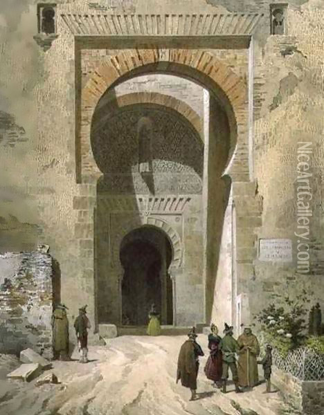 The Gate of Justice, entrance to the Alhambra, Granada Oil Painting - Leon Auguste Asselineau
