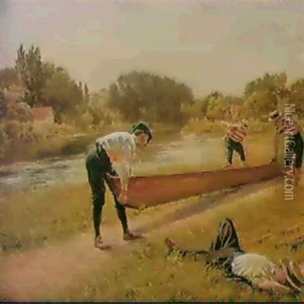 Les Canotiers Oil Painting - Ferdinand Joseph Gueldry