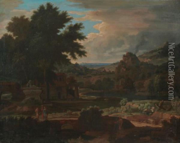 Arkadische Landschaft Oil Painting - Francisque I Millet