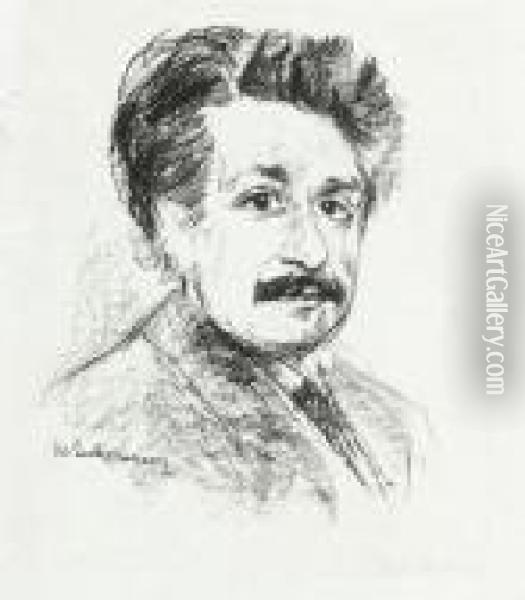 Portrait Albert Einstein Oil Painting - Max Liebermann