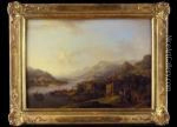 Rheinlandschaft Mit Blick Auf Breisach
 Stimmungsvolle Weite Landschaft, In Der Der Rhein Oil Painting - Christian Georg Schuttz II