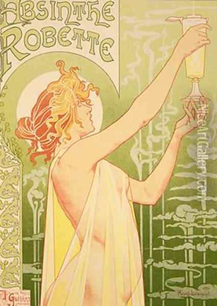 Reproduction of a poster advertising Robette Absinthe 1896 Oil Painting - Privat Livemont