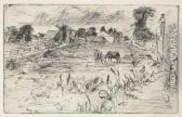 Landscape With The Horse (kennedy 36) Oil Painting - James Abbott McNeill Whistler