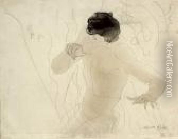 Baigneur. Oil Painting - Auguste Rodin